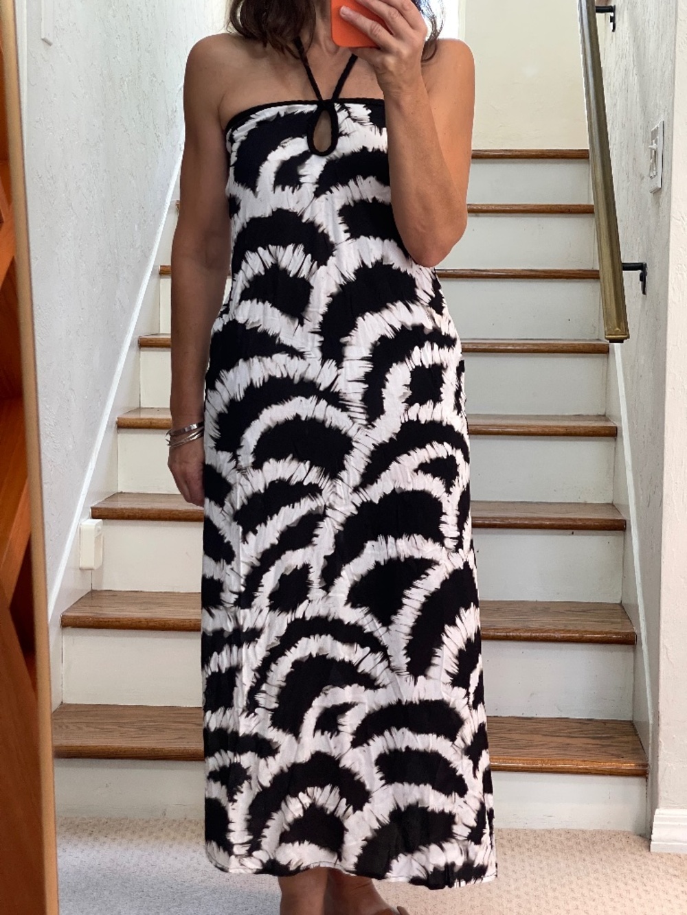 La Blanca resort wear black and white abstract print halter neck dress XS - NWT